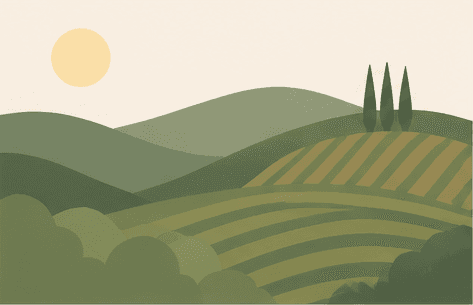 Illustrated Sonoma rolling hills